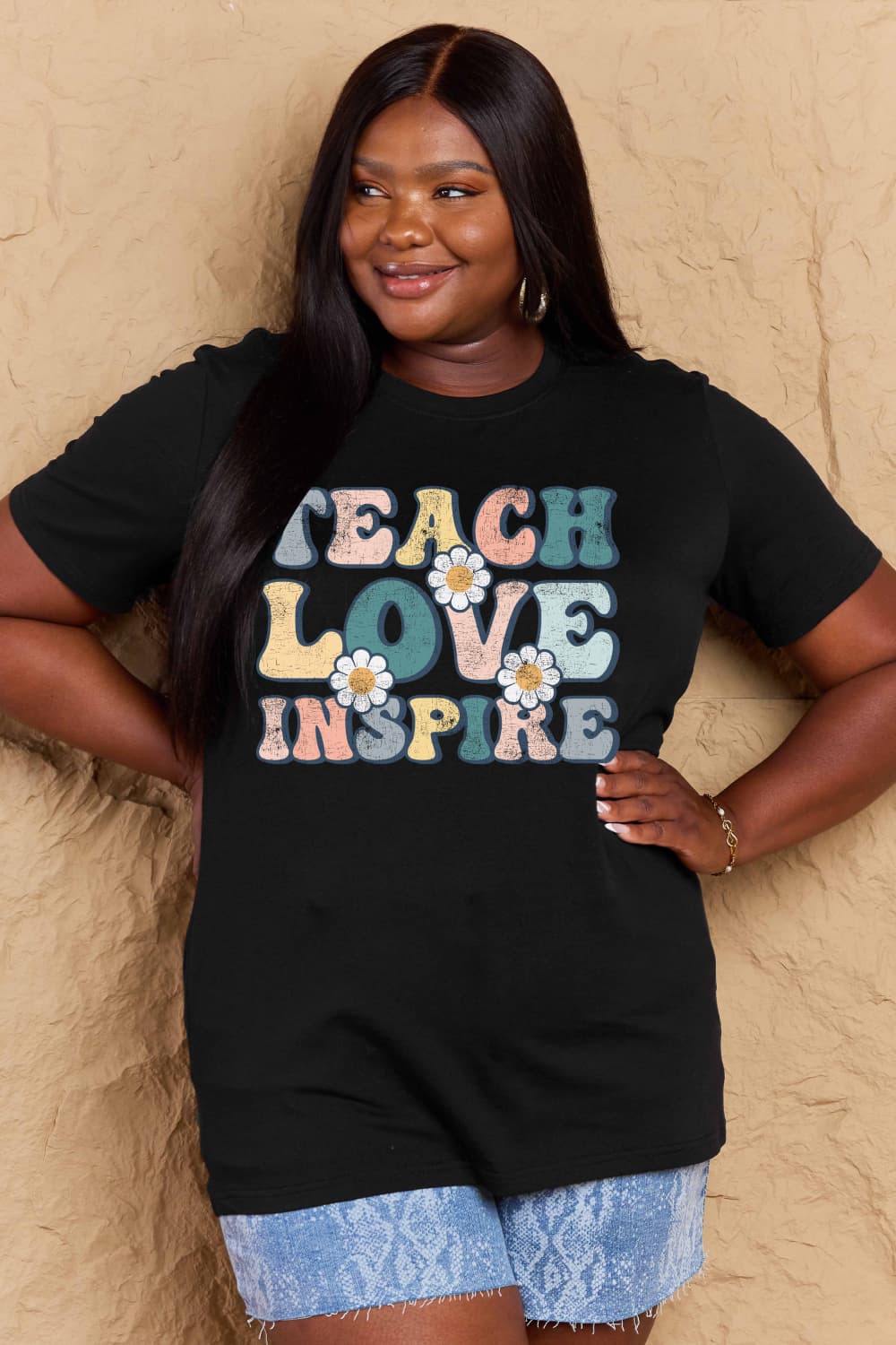 Simply Love Full Size TEACH LOVE INSPIRE Graphic Cotton T-Shirt - The Beaucoup Home