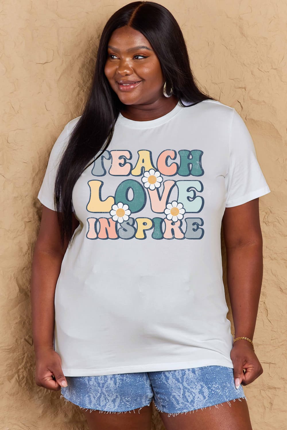 Simply Love Full Size TEACH LOVE INSPIRE Graphic Cotton T-Shirt - The Beaucoup Home