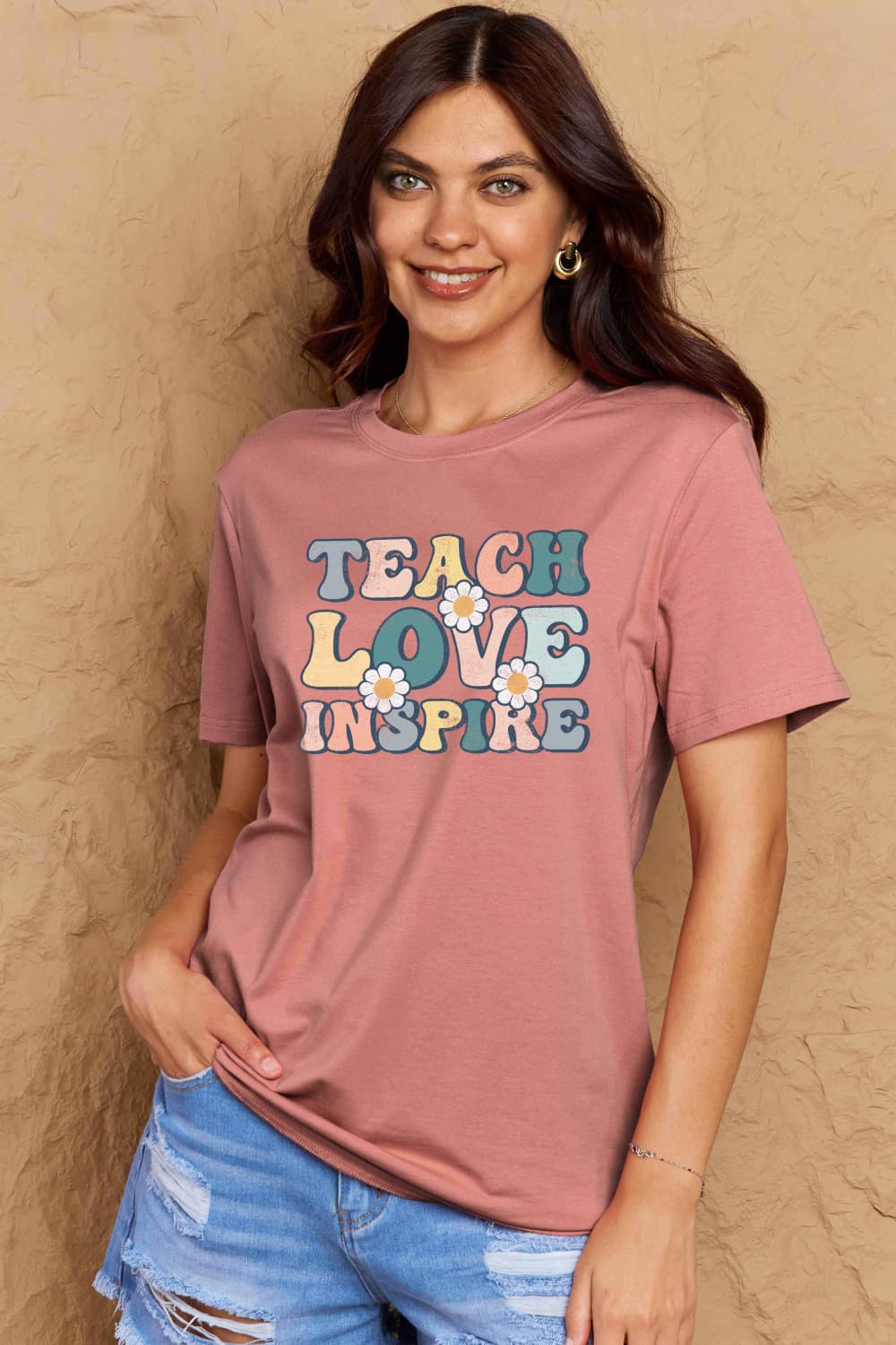 Simply Love Full Size TEACH LOVE INSPIRE Graphic Cotton T-Shirt - The Beaucoup Home