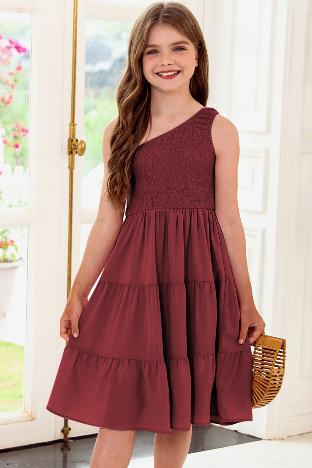 One-Shoulder Sleeveless Tiered Dress - The Beaucoup Home