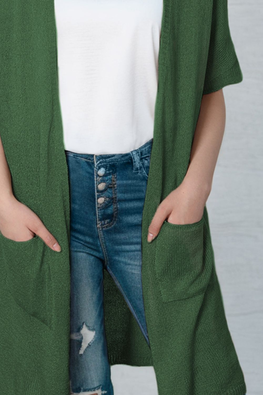 Open Front Sweater Cardigan with Pockets - The Beaucoup Home