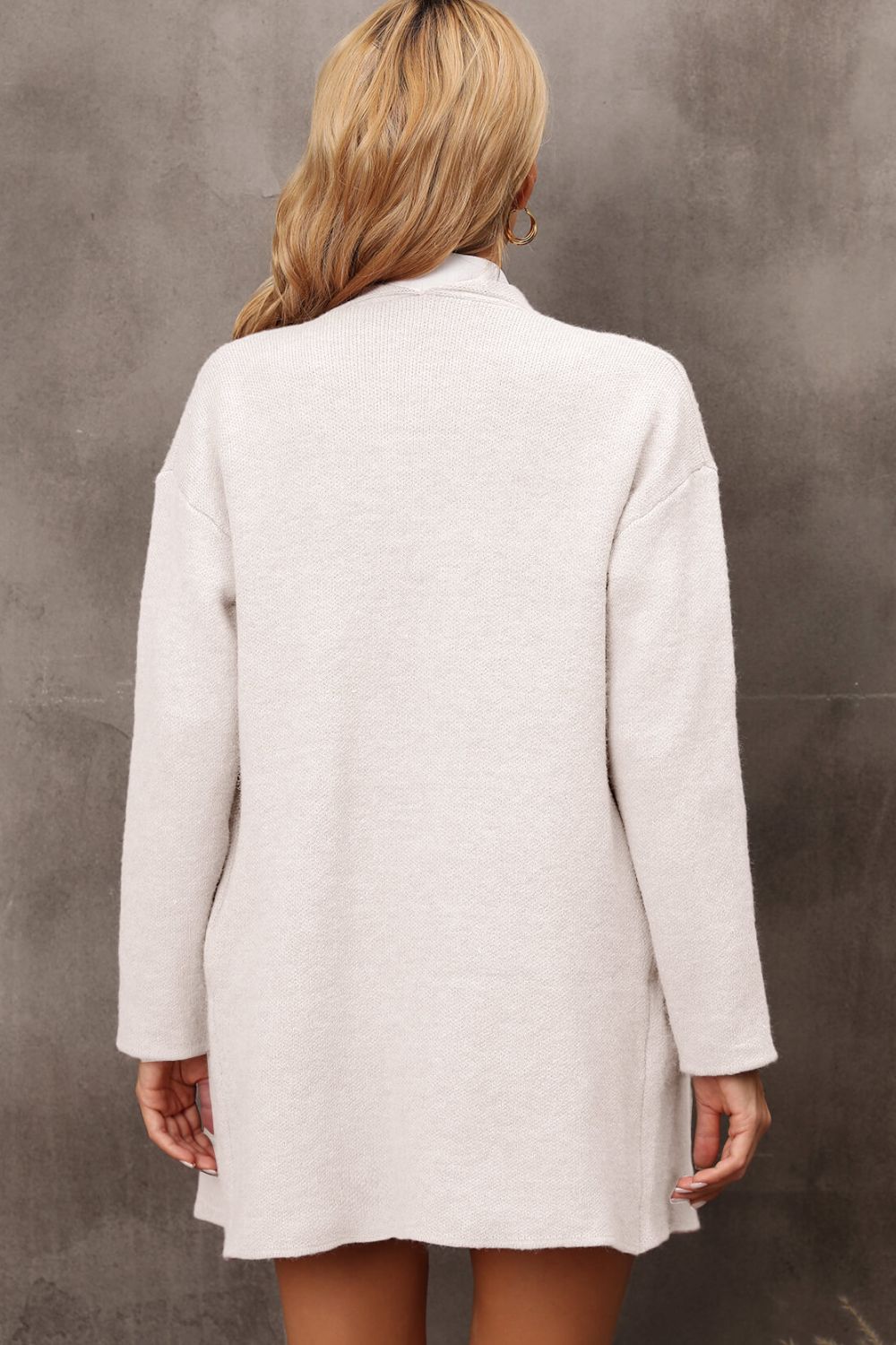 Waterfall Collar Longline Cardigan with Side Pockets - The Beaucoup Home