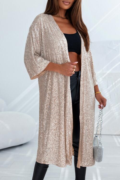 Sequin Open Front Duster Cardigan - The Beaucoup Home