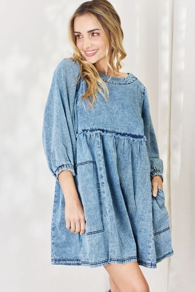 HEYSON Full Size Oversized Denim Babydoll Dress - The Beaucoup Home