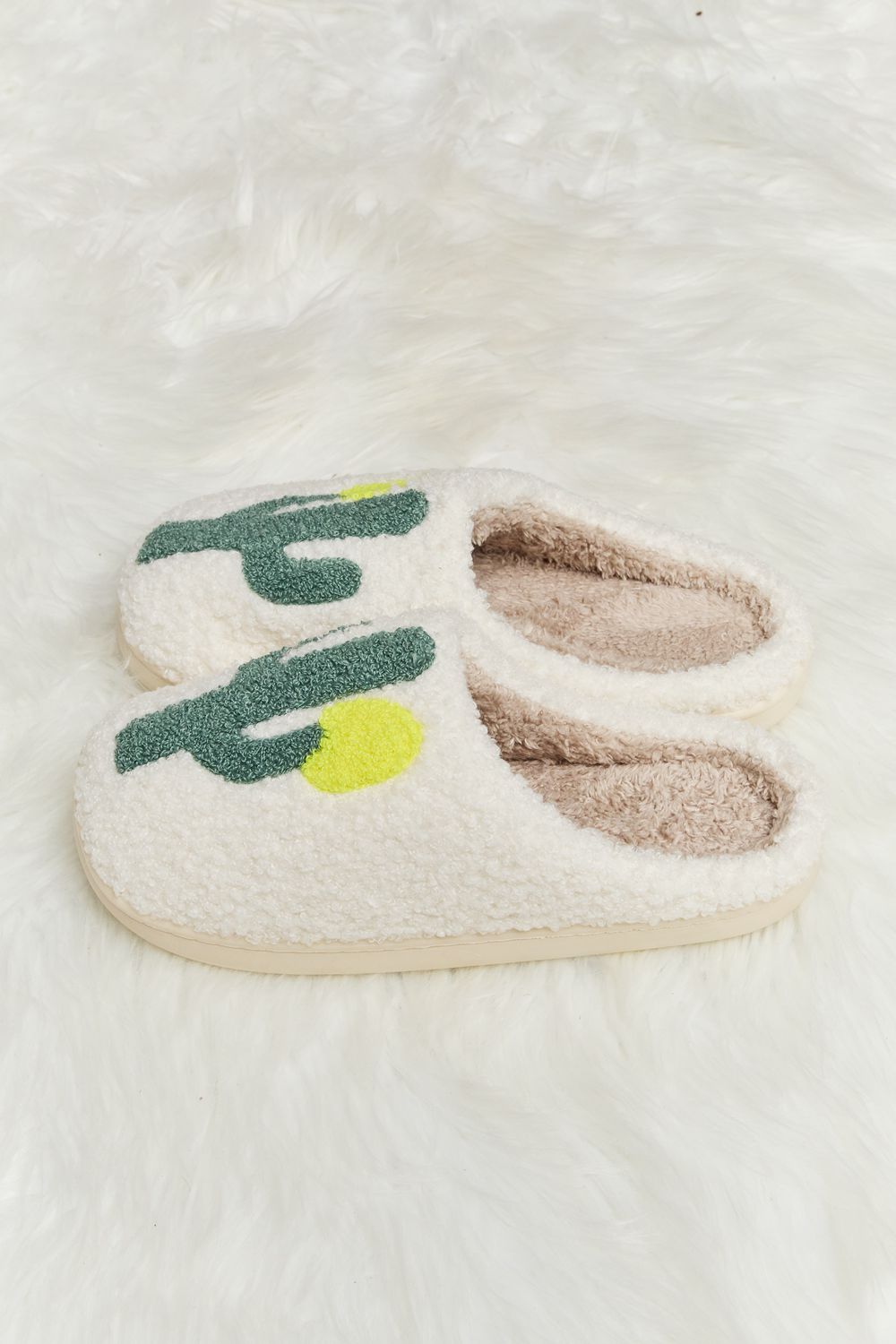 Melody Cactus Plush Slide Slippers - The Beaucoup Home