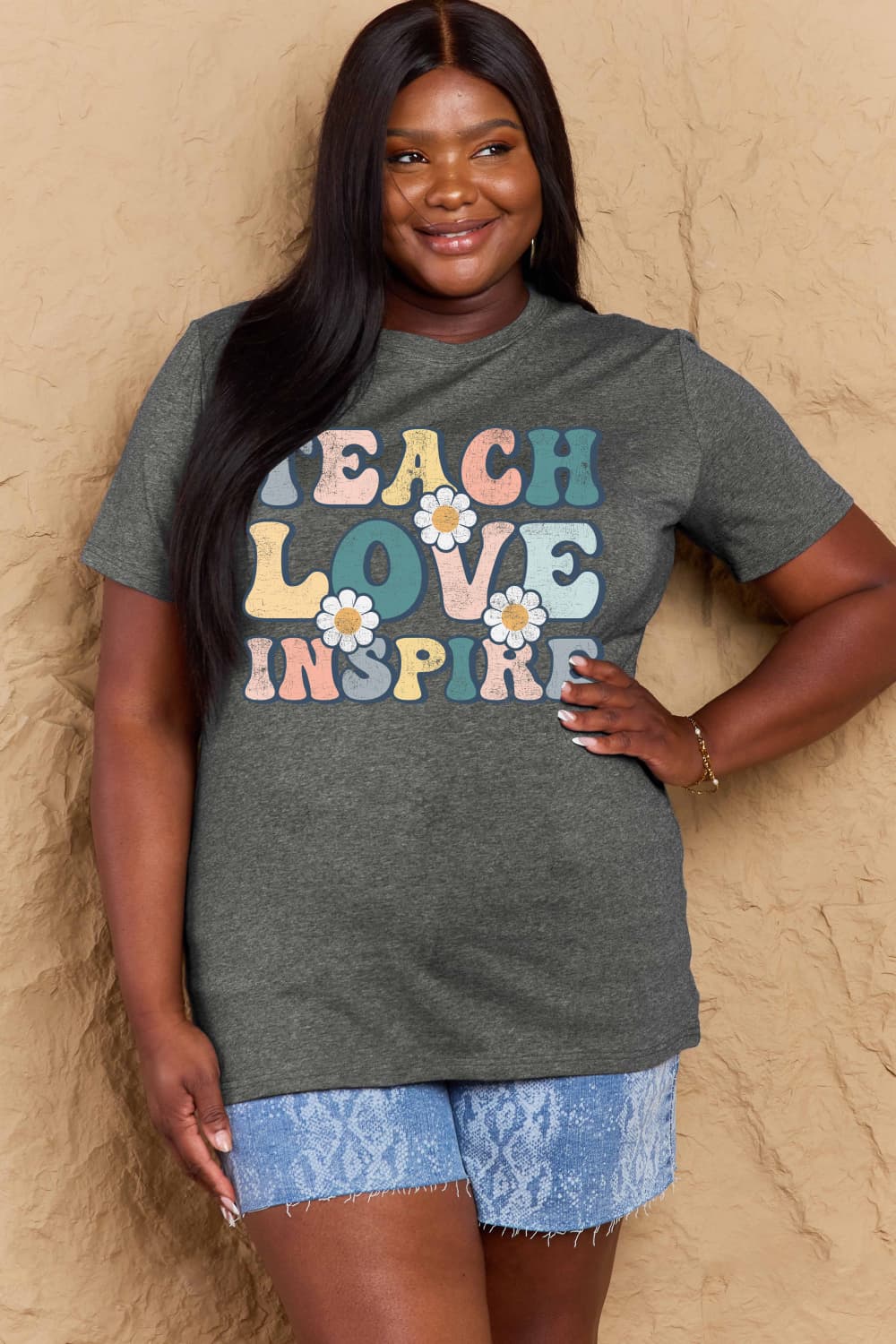 Simply Love Full Size TEACH LOVE INSPIRE Graphic Cotton T-Shirt - The Beaucoup Home