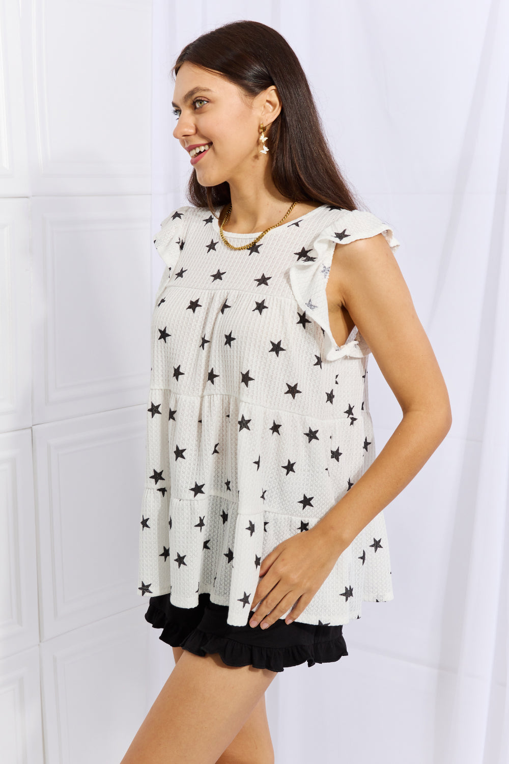 Heimish Shine Bright Full Size Butterfly Sleeve Star Print Top - The Beaucoup Home