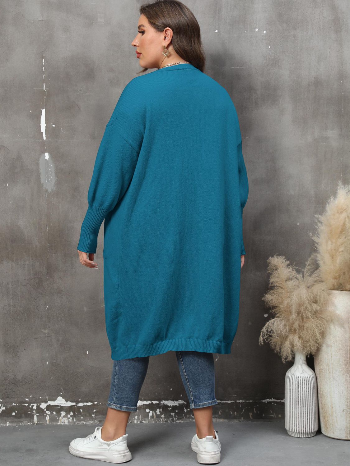 Plus Size Long Sleeve Pocketed Cardigan - The Beaucoup Home