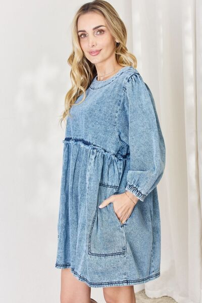 HEYSON Full Size Oversized Denim Babydoll Dress - The Beaucoup Home